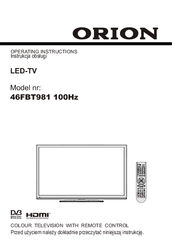Orion 46FBT981 100Hz Operating Instructions Manual