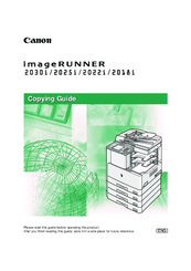Canon iMAGERUNNER 2018i Copying Manual
