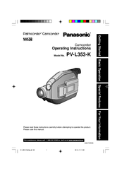 Panasonic Palmcorder Camcorder PV-L353-K Operating Instructions Manual