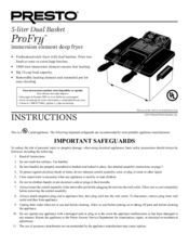 Presto 5-liter Dual Basket ProFry Instructions Manual