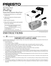 Presto Stainless Steel ProFry Instructions Manual