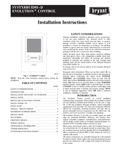 Bryant Evolution SYSTXBBUID01--D Installation Instructions Manual
