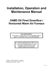 Nordyne O4MD-091A-12-F Installation, Operation And Maintenance Manual