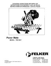 Felker PaverMate PM-15HT Operating Instructions Manual
