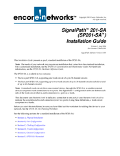 Encore SP201-SA Installation Manual