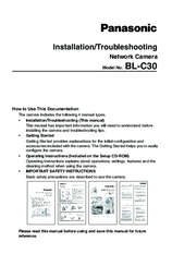Panasonic BL-C30 Installation/Troubleshooting Manual