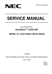 NEC AccuSync LCD51VM-BK(A) Service Manual