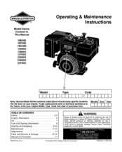 Briggs & Stratton 256400 Operating & Maintenance Instructions