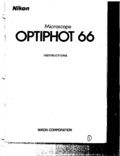 Nikon Optiphot 66 Instructions Manual
