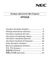 Nec NP03LM Important Information Manual