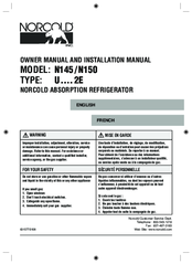 Norcold N150 Owners Manual And Installation Manual