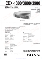 Sony CDX-1300 - Fm/am Compact Disc Player Service Manual