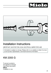 Miele KM 2355 Installation Instructions Manual
