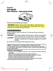 Hitachi CP-X445 User Manual – Operating Manual
