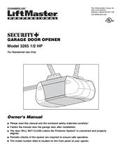 Chamberlain LiftMaster Security+ 3265 Owner's Manual