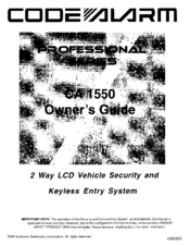 Code Alarm CA 1550 Owner's Manual