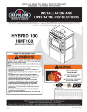 Napoleon HYBRID 100 HMF100 Installation And Operating Instructions Manual