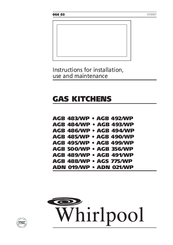 Whirlpool AGB 488/WP Instructions For Installation, Use And Maintenance Manual