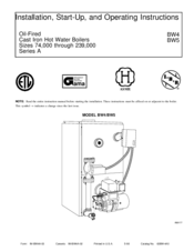 Carrier BW4 Installation, Start-Up, And Operating Instructions Manual
