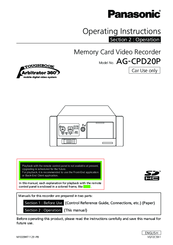 Panasonic AG-CPD20P Operating Instructions Manual