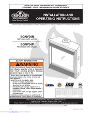 Napoleon BGNV36P Installation And Operating Instructions Manual