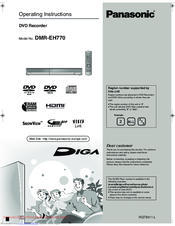 Panasonic Diga DMR-EH770 Operating Instructions Manual