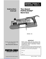 Porter-Cable 725 Instruction Manual