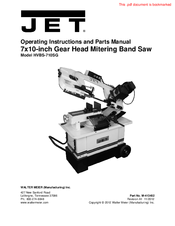 Jet HVBS-710SG Operating Instructions And Parts Manual