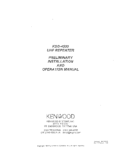 Kenwood KSG-4500 Preliminary Installation And Operation Manual