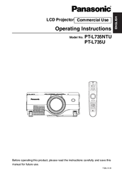 Panasonic PTL735NTU - LCD PROJECTOR-NETWORK IB Operating Instructions Manual