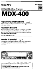 Sony MDX-400 Operating Instructions Manual
