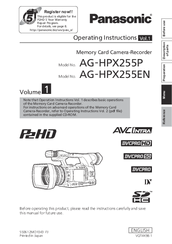 Panasonic AG-HPX250EN Operating Instructions Manual