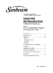 Sunbeam GR051WS Owner's Manual