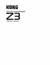 Korg Z3 Owner's Manual