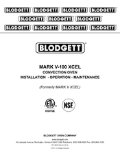 Blodgett MARK V-100 XCEL Installation Operation & Maintenance