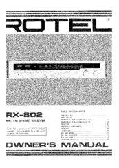 Rotel RX-802 Owner's Manual