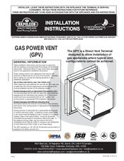 Napoleon GPV GAS POWER VENT Installation Instructions Manual