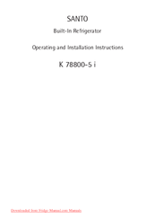 Santo K 78800-5 i Operating And Installation Instructions