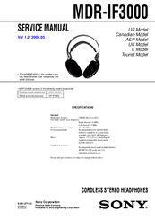 Sony MDR-IF3000 Service Manual