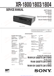 Sony XR-1804 Service Manual