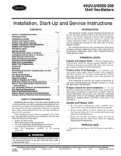 Carrier 40UV,UH075 Installation, Start-Up And Service Instructions Manual