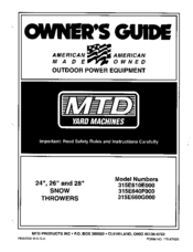 MTD 315E660G000 Owner's Manual