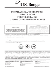 U.S. Range U60-10SS Installation And Operating Instructions Manual