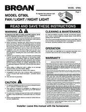 Broan QT80L Installation Manual