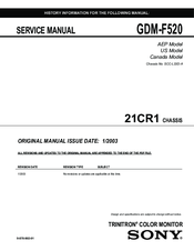 Sony GDM-F520 Trinitron Service Manual