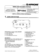 Aiphone WP100A Operating Instructions Manual