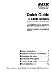 Sato GT400 series Quick Manual