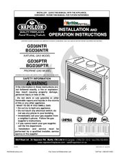 Napoleon GD36NTR Installation And Operation Instructions Manual