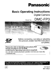 Panasonic Lumix DMC-FP3 Basic Operating Instructions Manual