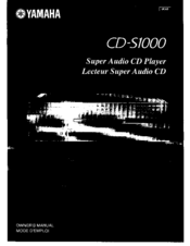 Yamaha CD-S1000 Owner's Manual